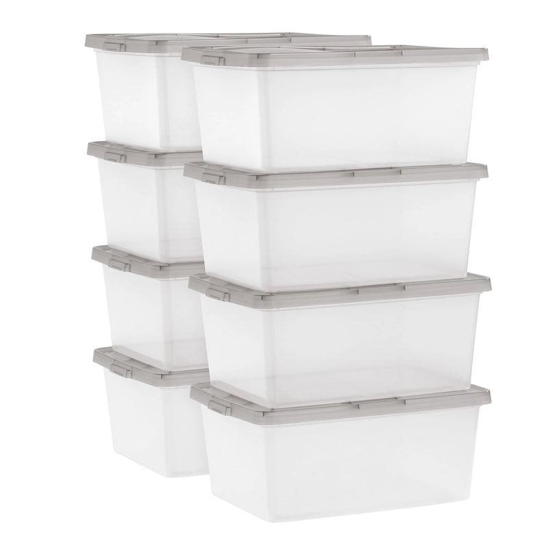 36qt/24.5qt/17qt Plastic Storage Bins with Lids, Stackable Totes, Containers 6-Pack/8-Pack, Durable and Functional