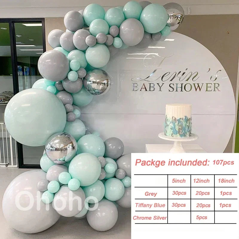 Beige Blue Balloons Garland Arch Kit Kids Boy One 1st Birthday Balloon Set Baby Shower Decoration Baptism Party Wedding