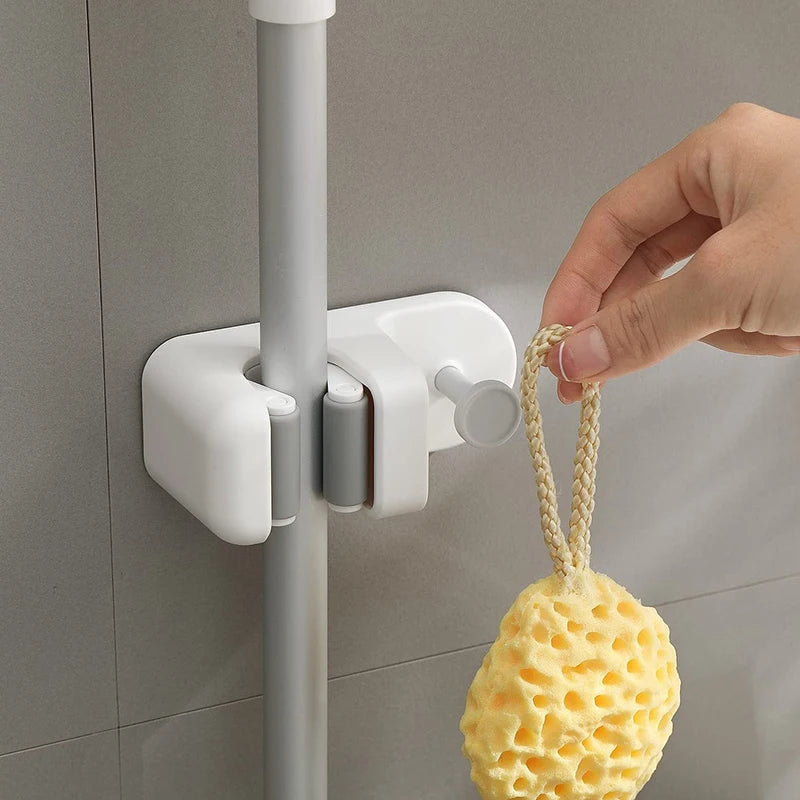 Multi-purpose Hook Wall-mounted Mop Storage Rack Brush Broom Hook Kitchen Bathroom Strong Hook Traceless Organizer Waterproof