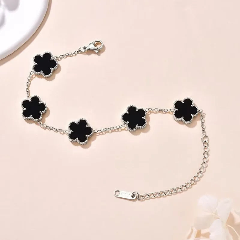 Stainless Steel Flower Four-leaf Clover Women's Bracelet Necklace Earrings Jewelry Gift