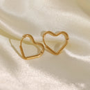 Fashion Minimalist Gold Color Stainless Steel Heart Earrings For Women Girl Simple Punk Hoop Earrings Piercing Korean Jewelry