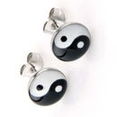 PAIR round pin symbol Yin and yang 10mm earrings