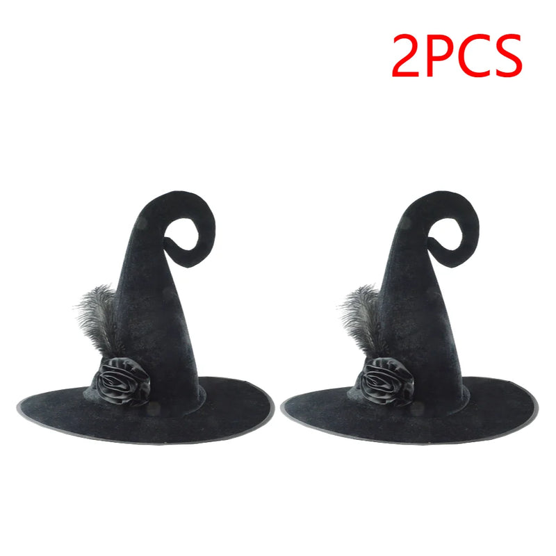 3-1PCS Halloween Witch Hat Halloween Costume Velvet Black Wizard Hat Party Coseplay Hat Costume for Women Men Masquerade Party