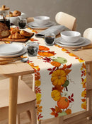 Autumn Thanksgiving Pumpkin Maple Leaf Linen Table Runners Dresser Scarf Decor Reusable Dining Table Runners Wedding Decorations