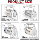 12/16/19/22/25/30/40mm Waterproof Metal Push Button Switch NO LED Light Momentary Latching Car Engine Power Switch  1NO1NC
