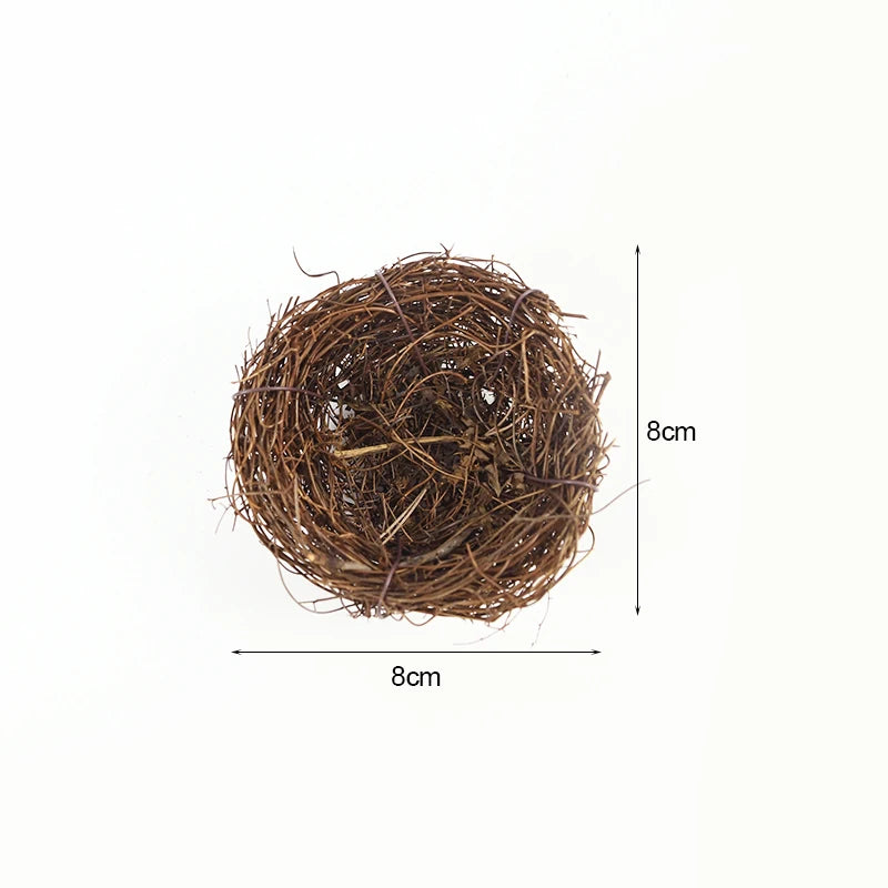 8-20cm Nature Rattan Bird Nest Easter Egg Decoration Prop Artificial Nest for Easter Party Home Garden Decoration DIY Craft