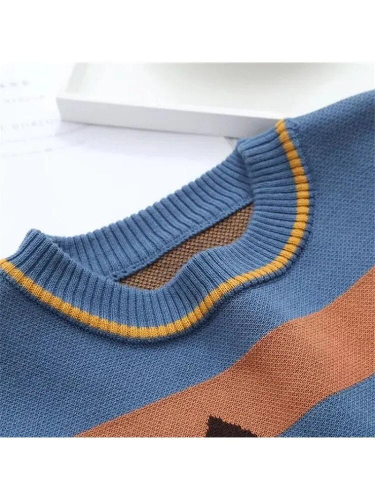 Merry Pretty Women Thick Warm Sweaters Embroidery Student Jumper Knitted Pullovers Female Drop Shoulder Sweet Funny Sweater