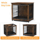 Large Elevated Dog Crate Wooden Dog Kennel Cage Pet House End Table with Double Door and Removable Tray Rustic Furniture Indoor