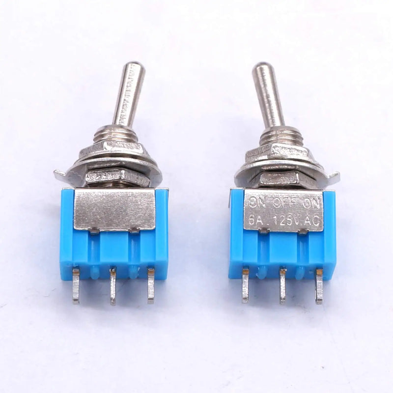 10Pcs DIY Toggle Switch ON-OFF-ON  3Pin 3 Position Latching MTS-103  AC 125V/6A 250V/3A Power Button Switch Car