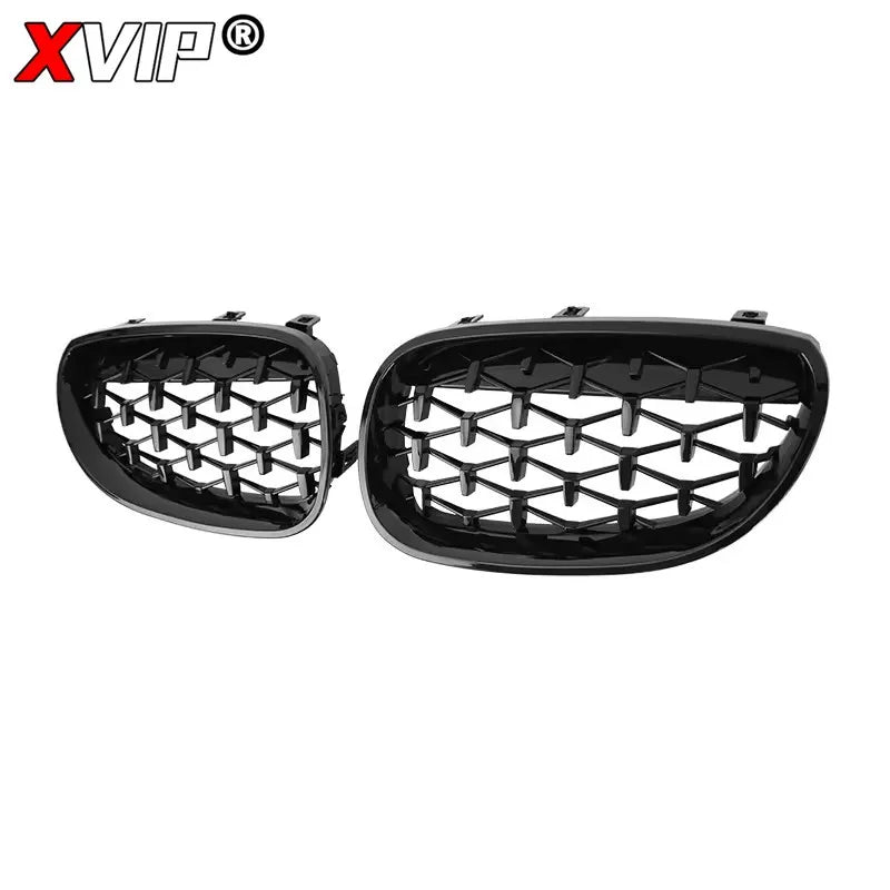 XVIP All Black Front Bumper Grilles For BMW 5-Series E60/E61 M5 325i 2004-2009 Chrome Silver Diamonds Style Grilles  Accessories