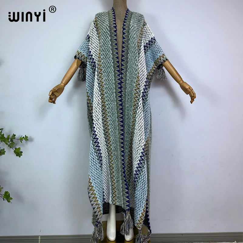 WINYI woman Winter Knitted cardigan coat Loose Christmas Fashion hipster party dress Thick Warm free size Female cloke overcoat