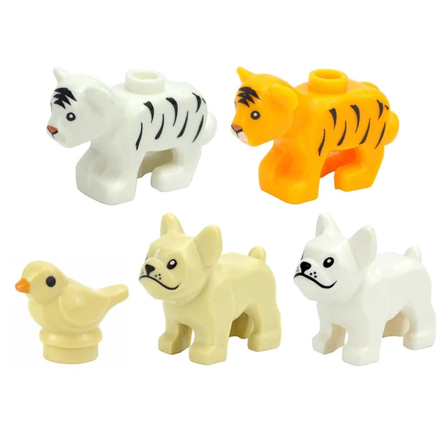 MOC City Animal Zoo Fram Accessories Building Block Figures Goat Sheep Eagle Owl Panda Parrot Seagull Penguin Bricks Toy Gift