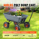 SucceBuy Dump Cart Poly Garden Dump Cart Easy to Assemble Steel Frame Dump Wagon with 2-in-1 Convertible Handle Safe Transport