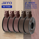 JAYO Wood PLA 3D Filament 1.75mm 1.1KG PLA Wood Texture 3D Printer Filament 15% Wood Fiber 3D Printing Materials 5Rolls/Set