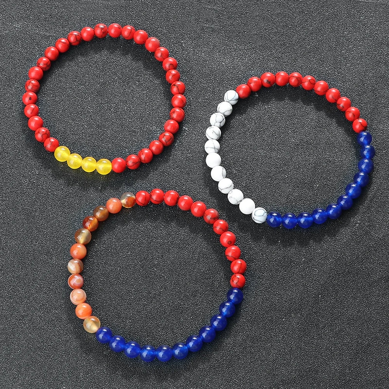 Countries Flag Color Beads Bracelet Natural Stone Palestine Arab Red Green Blue Malachite Bangles Patriot Jewelry Christmas Gift