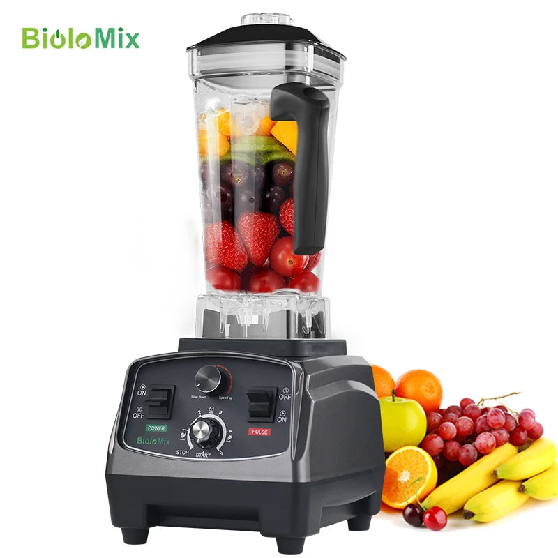 BioloMix 3HP 2200W mixer with commercial grade timer fruit mixer food processor ice smoothies 2L jar