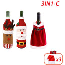 Christmas Wine Bottle Cover Set Santa Claus Snowman Knitted Wool Red Wine Bottle Bags For New Year Xmas Party Dinner Table Decor