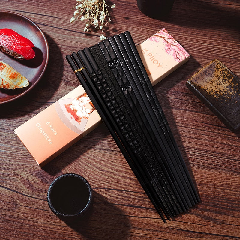 1Pair Japanese chopsticks Black Sushi Fast Food Noodles chop sticks Korean Tableware  Kitchen Bar Supplies Chinese Cutlery