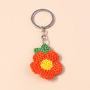 Lovely Handmade Knitted Flower KeychainCrocheted Key Rings for Women Girls Handbag Pendants Charms DIY Jewelry Gifts
