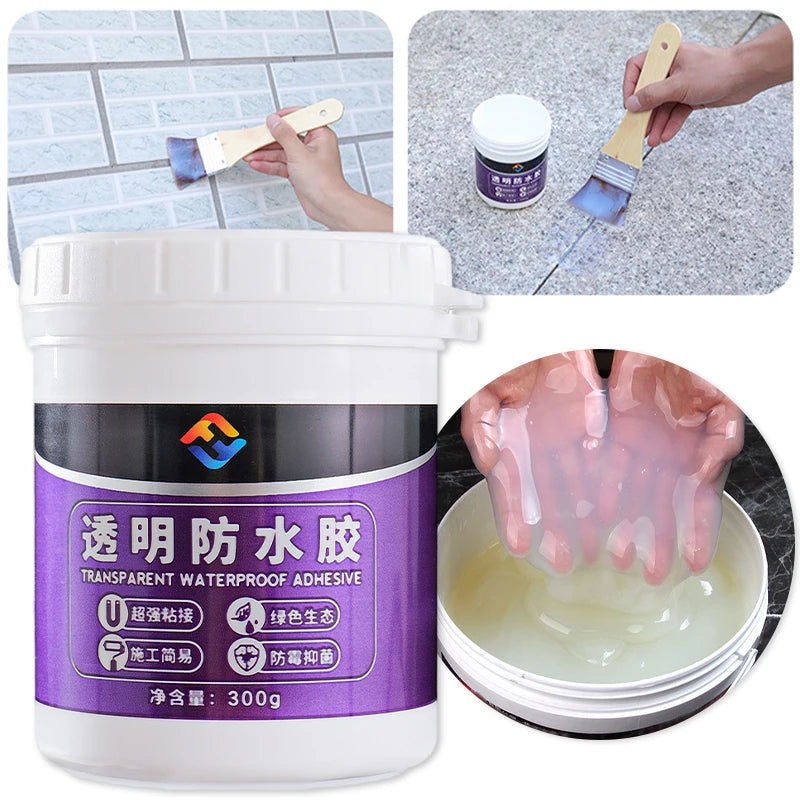 300g Transparent Waterproof Sealant Adhesive for Exterior Walls Leak Proof Coating Bathroom Floor Crack Sealing Mold Proof Coat