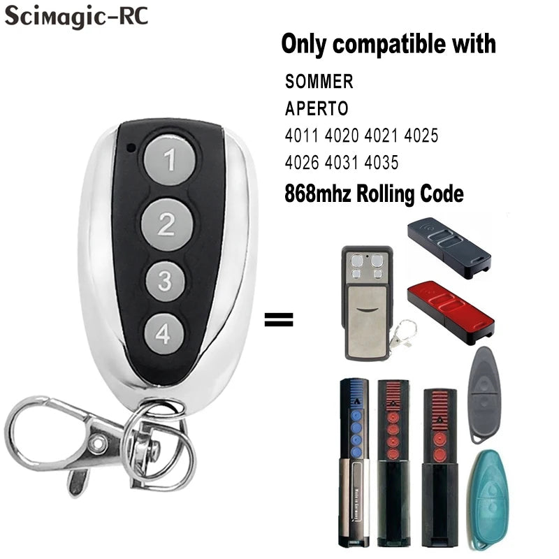 SOMMER 868MHz Rolling Code Garage Remote Control APERTO 4025 TX02-868-2, 4020 TX-03-868-4,4035,4021,4026 TX03-868-2 Door Opener