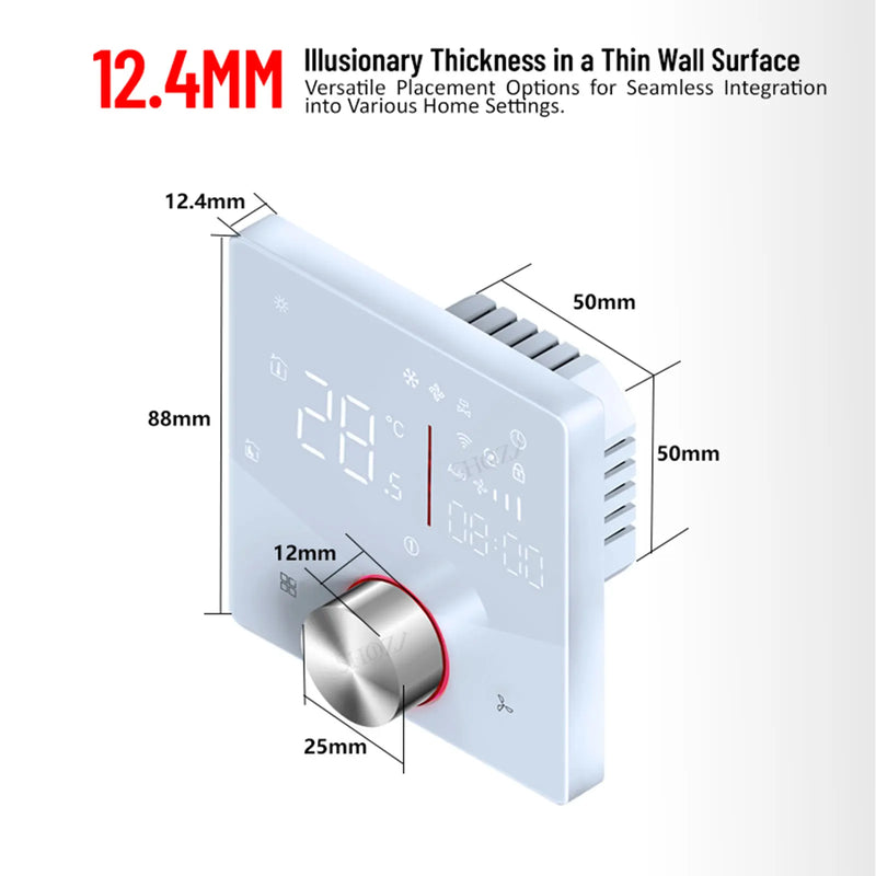 2/4 pipe wifi thermostat central air conditioning 3-speed fan coil rotating temperature adjustment voice TUYA  Alexa 24V