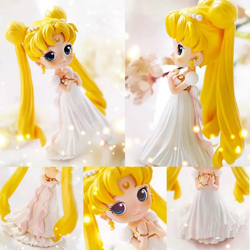 2Pcs Anime Sailor Moon Tsukino Usagi Chiba Mamoru Unique Wedding Dress Satsuki Model Toy Gift Action Figure 10CM PVC