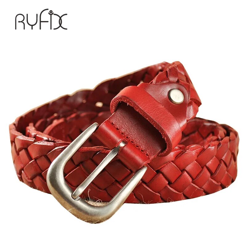 NEW Casual Knitted cowhide Belt Luxury Genuine Leather Western Style for Dress BL335