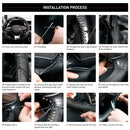 14.5" to 15" Steering Wheel Cover with Needle Thread DIY Hand Stitching Genuine Cowhide Leather Punched Breathable Car Styling