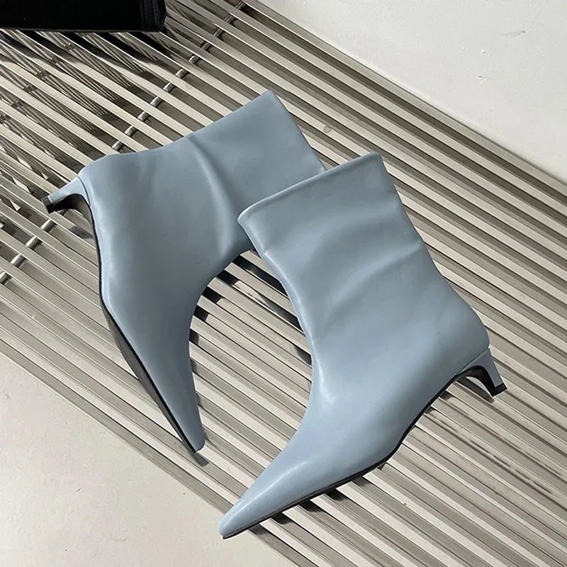 Eilyken Fashion Pointed Toe Women Ankle Boots Ladies Slim Short Shoes Low Heels Party Dress Pumps Winter Autumn Zapatos Mujer