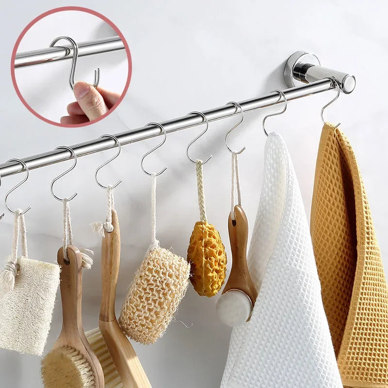 30/10Pcs Stainless Steel S-Shaped Hook Bags Clothes Caps Towels S Hooks Plants Hanging Hangers Kitchen Bathroom Storage Holders