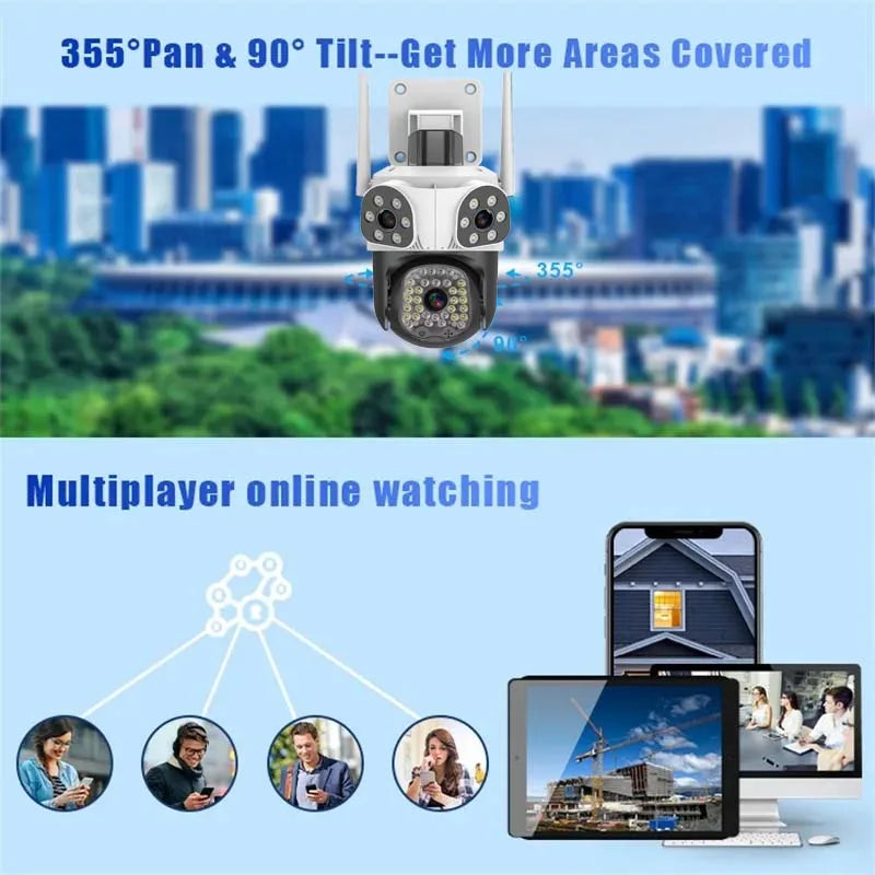 8K 15MP IP Camera Three Lens Outdoor WiFi Wireless Security Protection Monitor Auto Tracking Smart Home CCTV Video Surveilla