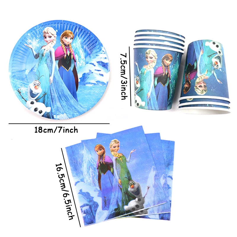 Frozen Anna Elsa Princess Birthday Party Decorations Kids Disposable Tableware Plates Cups Napkins Balloons Baby Shower Supplies