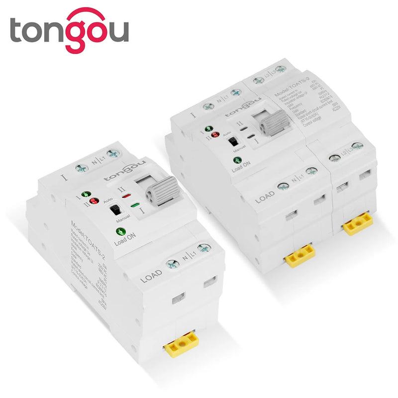 NEW TONGOU Din Rail 2P 4P ATS Dual Power Automatic Transfer Switch Electrical Selector Switches Uninterrupted Power 63A