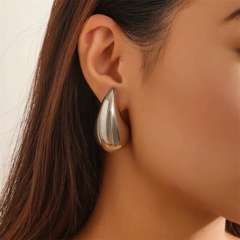 Europe Retro Style Modern Jewelry New Gold Silver Color Teardrop Earrings For Women Girl Gift Hot Sale Popular Ear Accessories