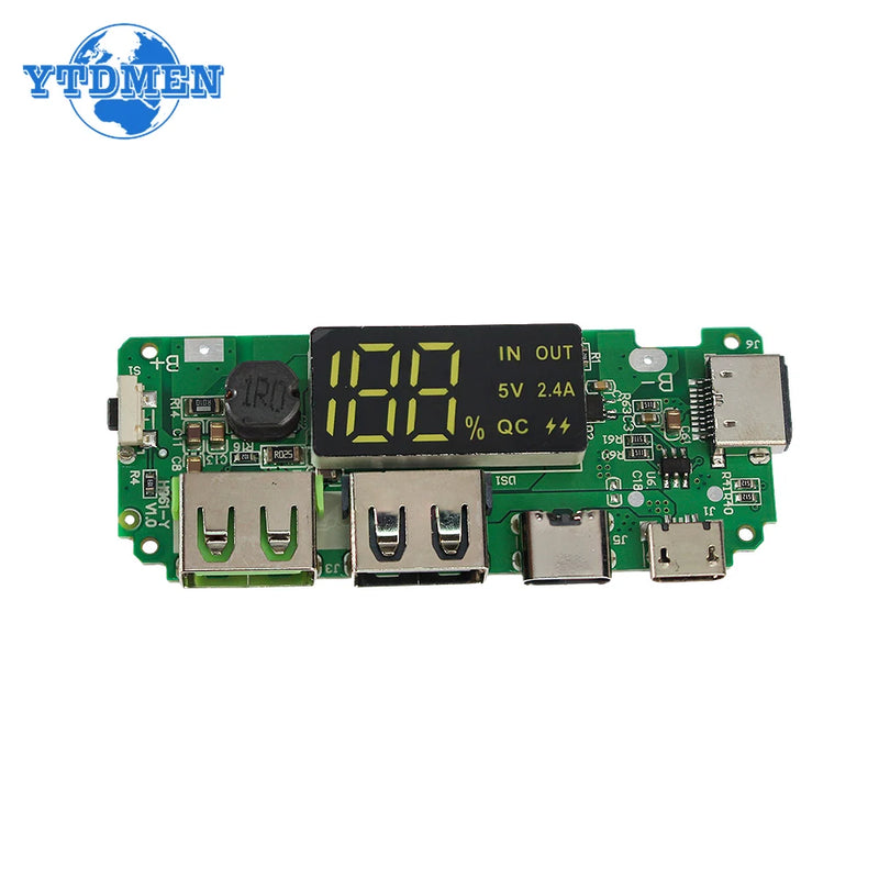 Lithium Battery Charger Board LED Dual USB 5V 2.4A Micro/Type-C USB Mobile Power Bank 18650 Charging Module Circuit Protection