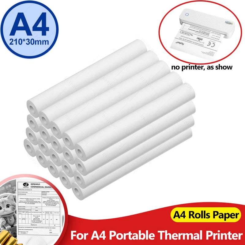 A4 Thermal Paper Thermal Printing Paper 210*30mm for A4 Wireless Bluetooth A40 Portable Printer Paper Rolls