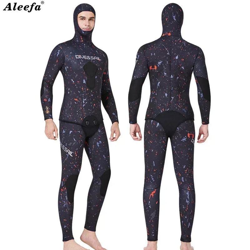 Premium Wetsuit 1.5mm 3mm Men CR Neoprene Open Cell  Spearfishing Diving Suit Camouflage Camo Hooded Free  Scuba Dive