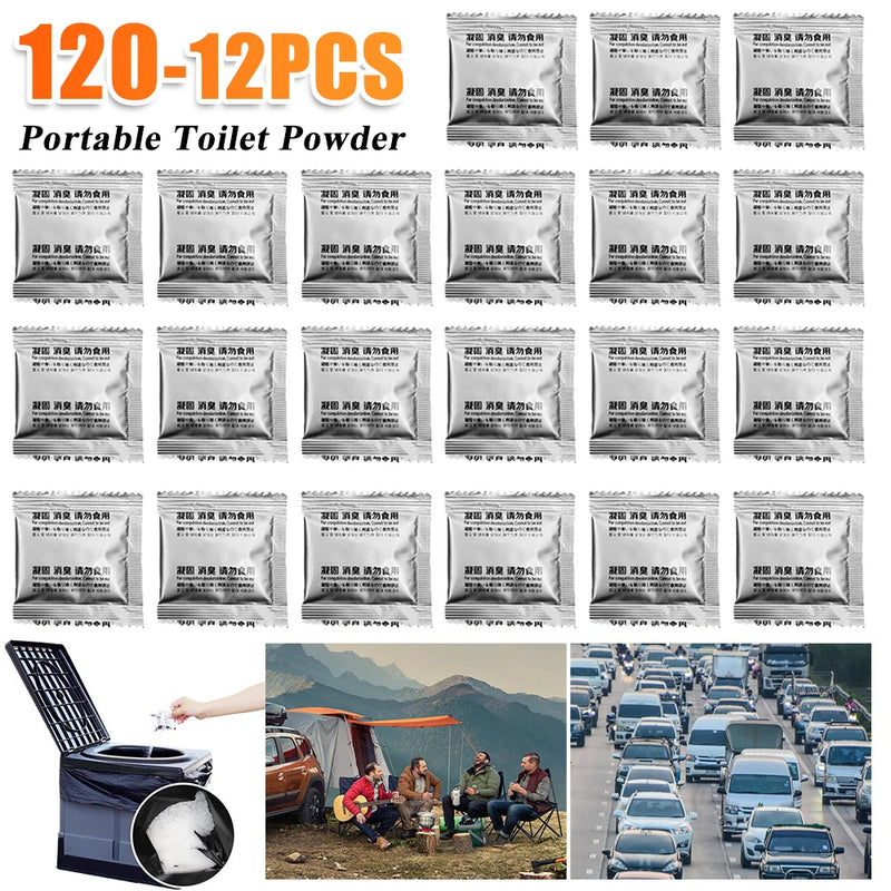 120-12PCS Poo Powder Liquid Waste Gelling Deodorizing Powder Camping Toilet Chemicals Poo Gel Eco Absorbent Gel Portable Toilet