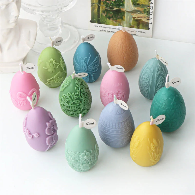Easter Embossed Silicone Mould Easter Egg Candle Molds Diy Aromatherapy Plaster Graffiti Eggs Candle Making Kit Diy Craft Tools