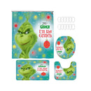 2024 New Christmas Snowman Print Toilet Bathroom Mat And Shower Curtain Four-Piece Set Bathroom Ornaments Fun Decorative