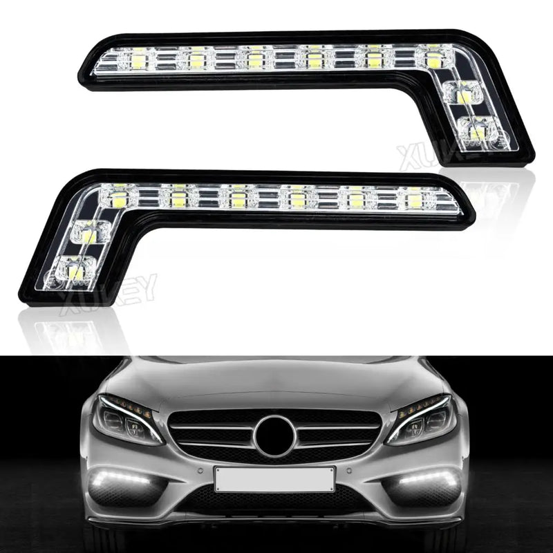 Pair Universal Daytime Running Light 8LED SMD 12V L-Shaped 7-Style DRL White Bright Waterproof Front Bumper Driving Fog Lamp Car