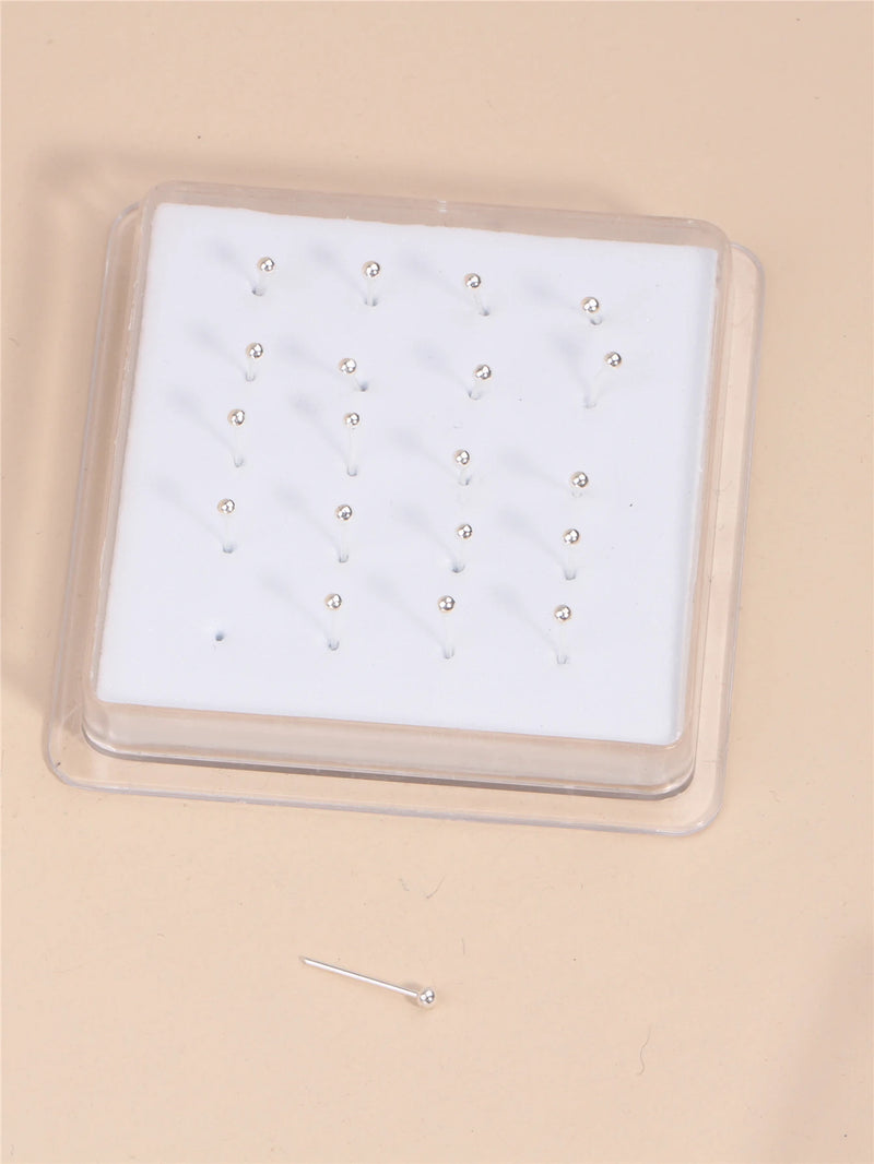 20PCS Straight Nose Studs Ring Tiny with Ball Beads for Women Nostril Piercing Jewelry Wholesale  Soft Bendable Pin