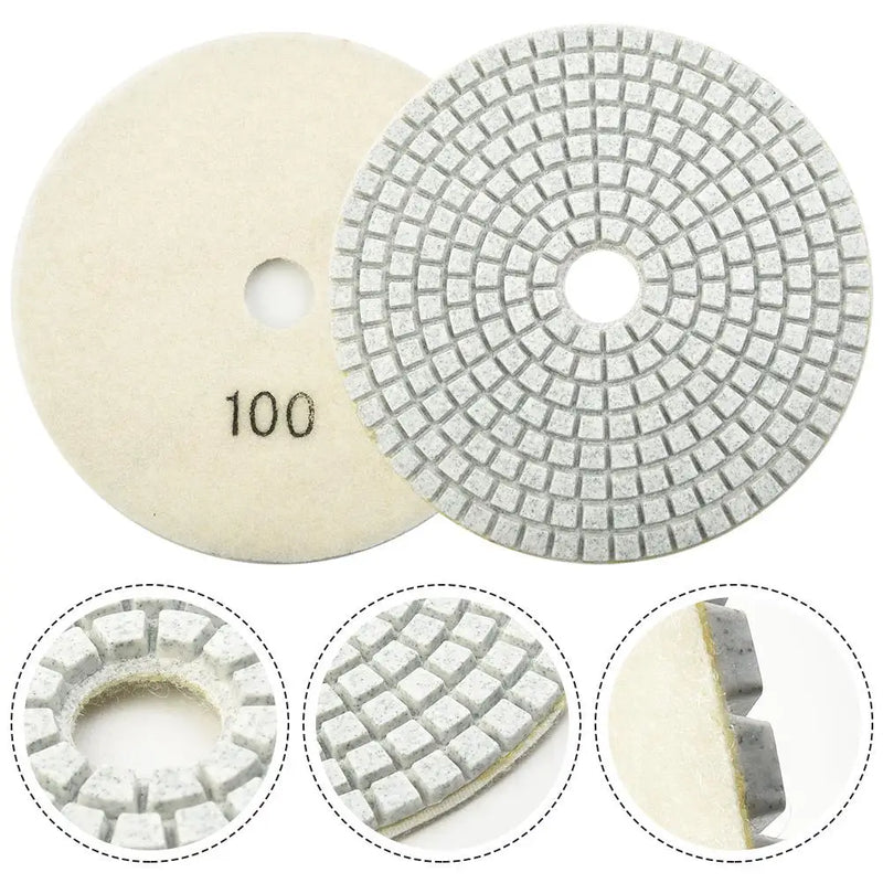 5 Inch 125mm Diamond Polishing Pad Kit Wet/Dry For Granite Stone Concrete Marble Polishing Use Grinding Discs Polishing Tools