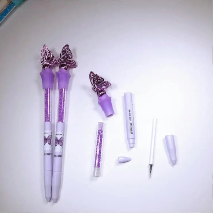 2 Pcs Cute Novelty Butterfly Crystal Gel Pen Stationery creative sweet pretty lovely