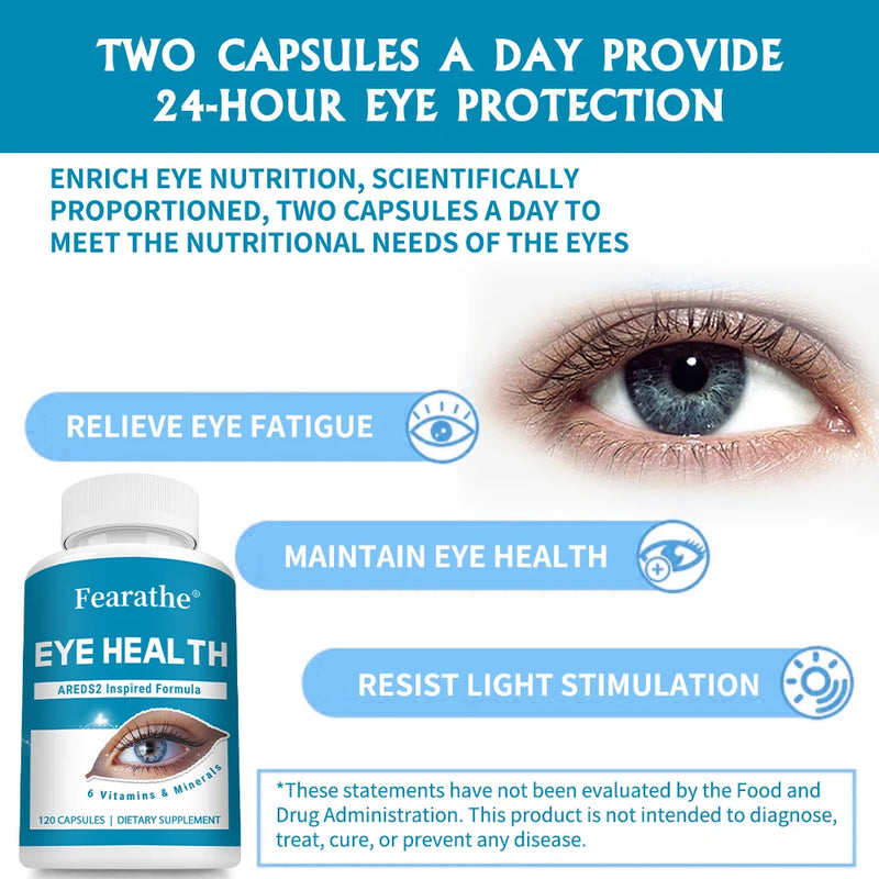 Fearathe Eye Health Vitamins - Lutein with Bilberry and Grape Seed Extracts - Supports Eye Fatigue, Dry Eyes and Healthy Vision