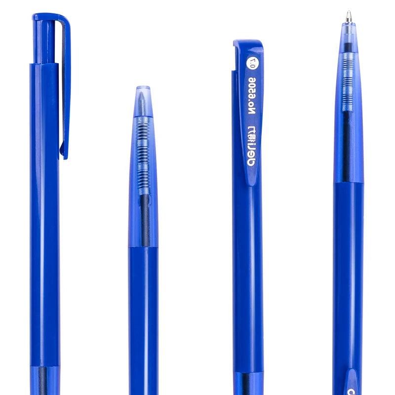 Deli-Bullet Tip Ballpoint Pen Set, Fine Point 0.7mm, Blue Ink, Office and School Supplies, Stationery, 10/60Pcs