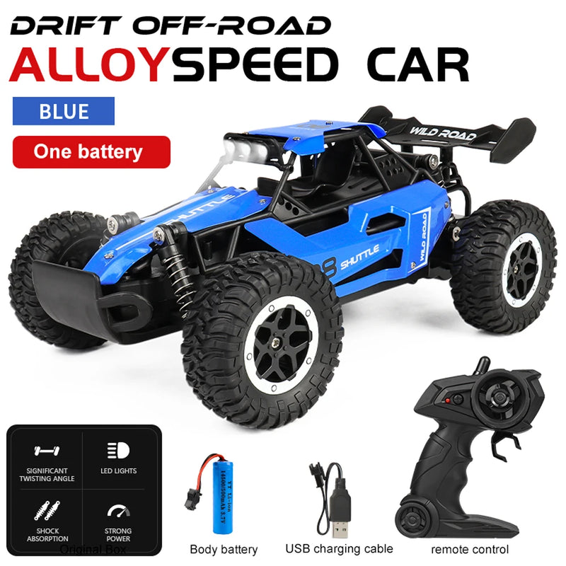 New RC Car 1:16 2WD with LED Light 2.4G 20KM/H High Speed Off-Road Climbing Remote Control Car Toy Gifts for Boys Girls Kids
