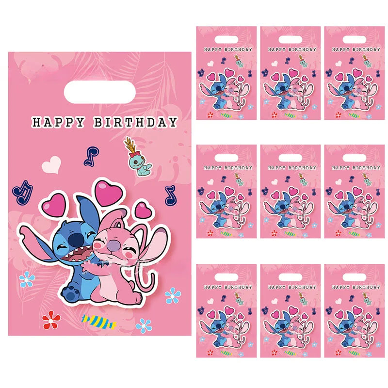 10pcs Stitch Gift Bags Cute Cartoon Character Bag  Packaging Christmas Candy Cake Box Kawaii Disney Party Favors Decoration