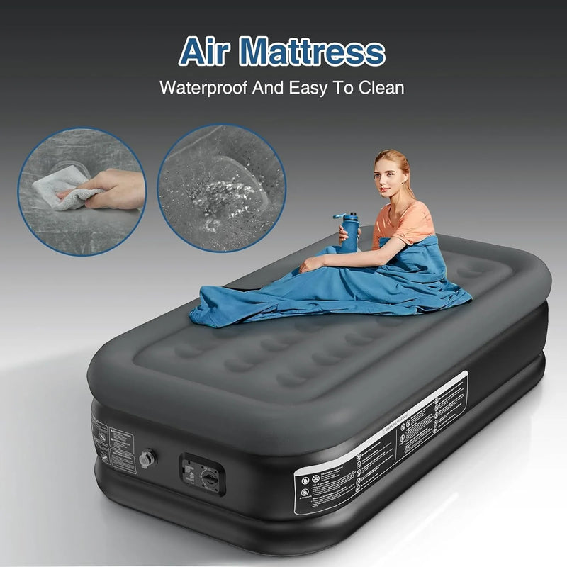 Twin Air Mattress Built in Pump 18 Inches High Twin Air Mattress 1-3 Minutes Fast Self Inflating Air Mattress